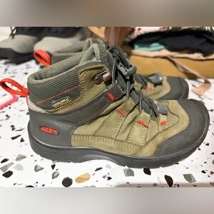 Keen Kids Olive and Red Hiking Boots